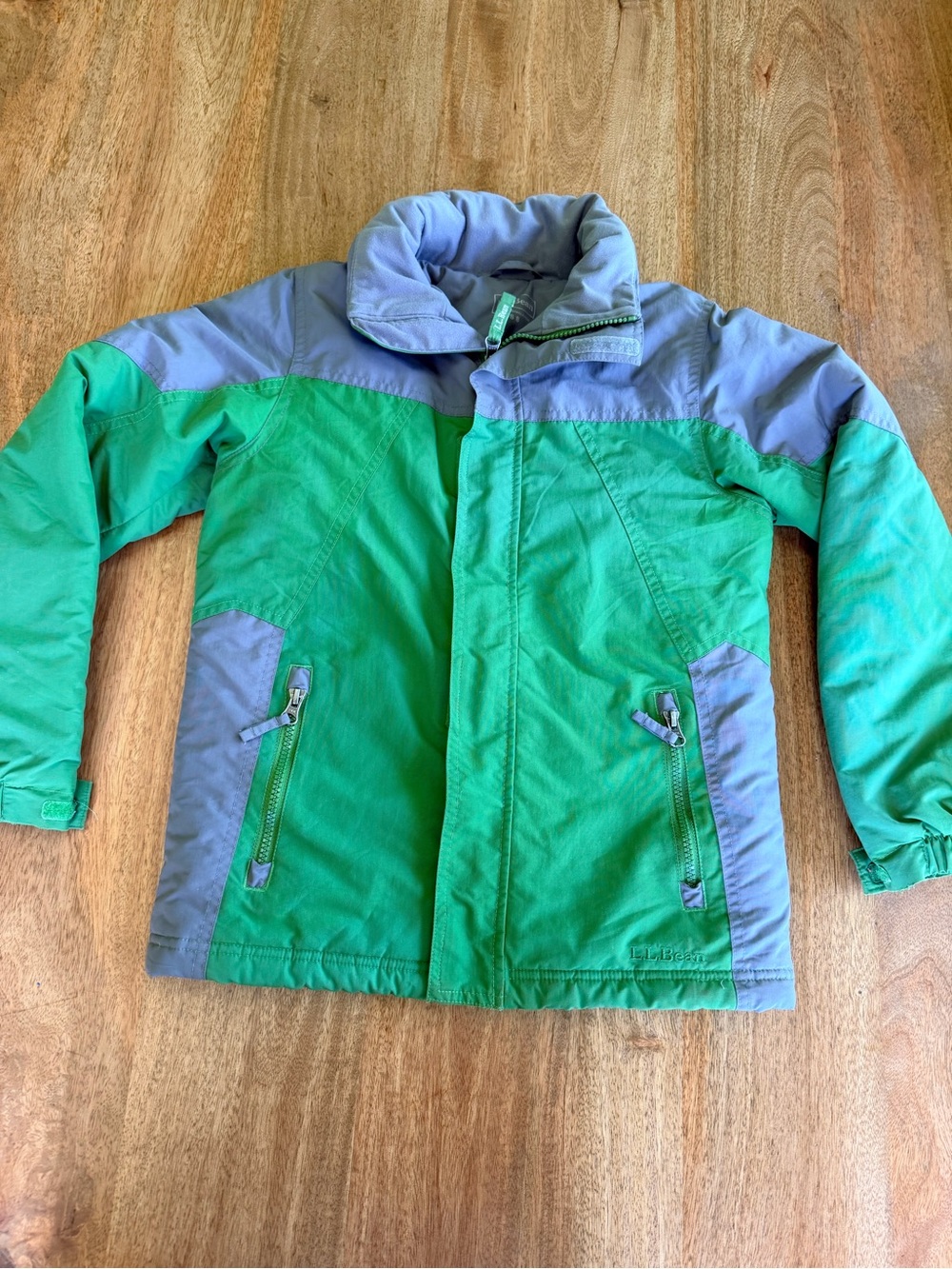 L.L. Bean Kids Green and Gray Puffy Winter Jacket